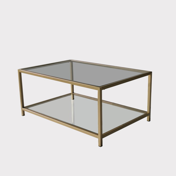 Hanah Home Astro Mesa de Centro con Cristal Templado Dorado
